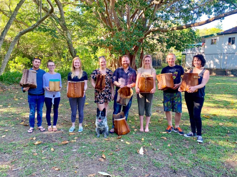 Teagen and some of the Waterline team at a basket weaving day