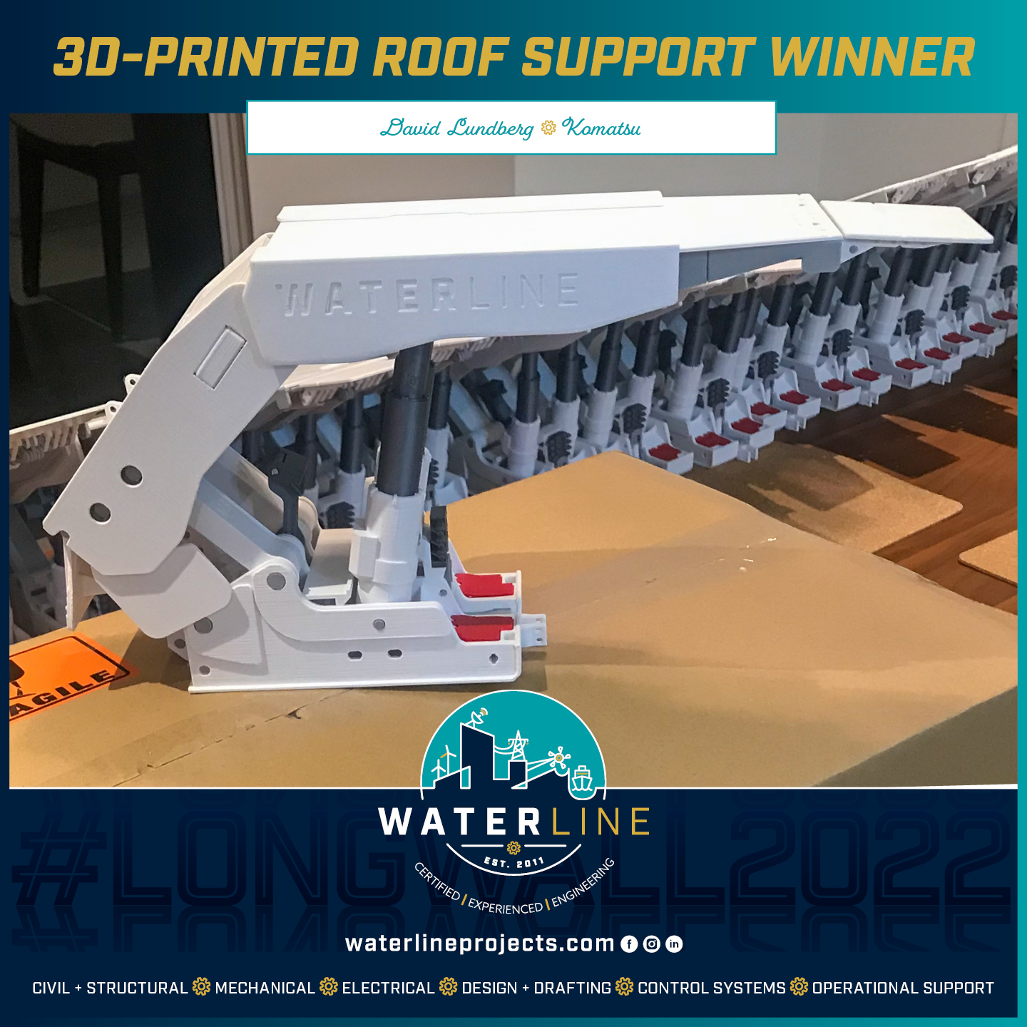 David Lundberg of Komatsu was another lucky winner of one our 3D-printed roofs supports