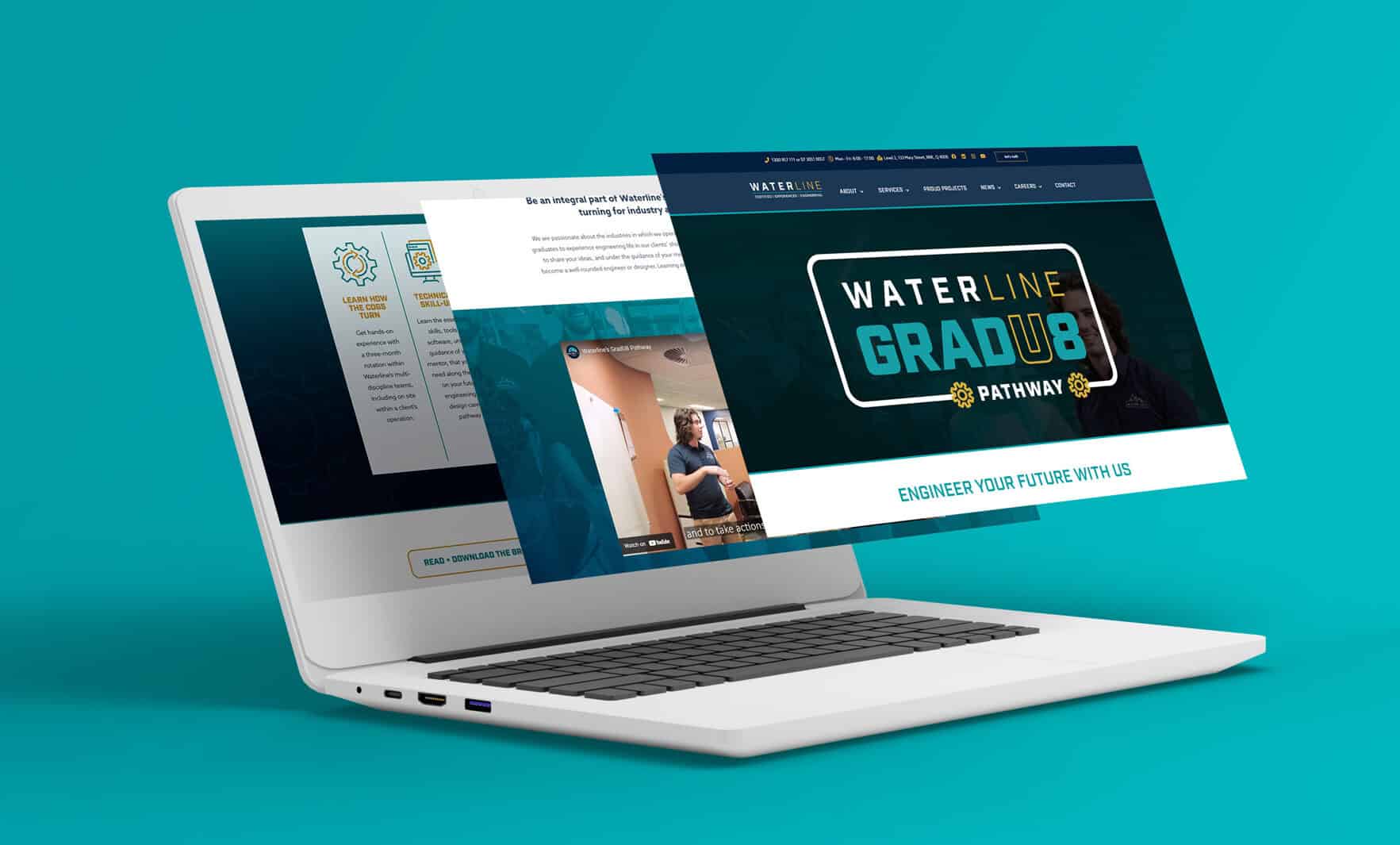 Waterline Gradu8 website mockup