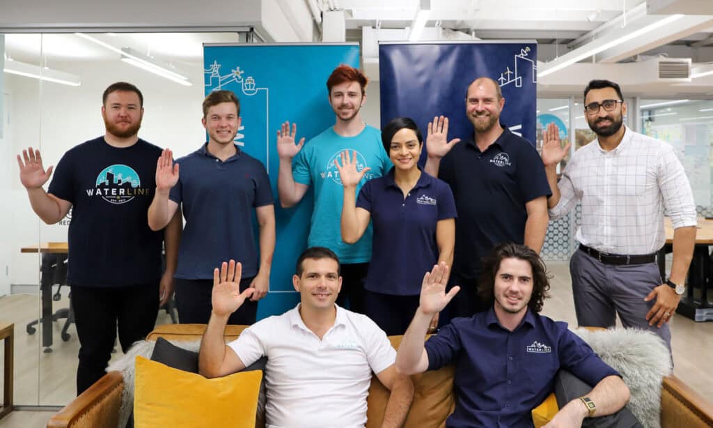 Waterline celebrates it's amazing women by striking the #ChooseToChallenge pose to raise awareness of International Women's Day 2021 at Waterline HQ in Brisbane